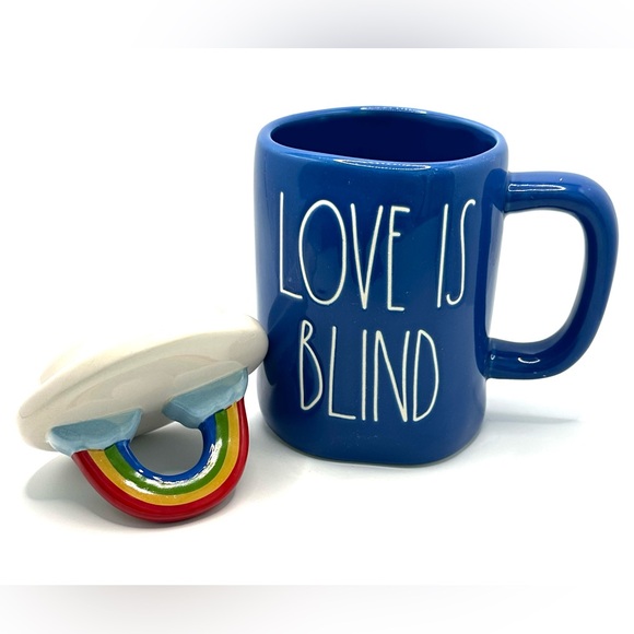 Rae Dunn ‘Love is Blind’ Mug with Rainbow Topper - Picture 3 of 9